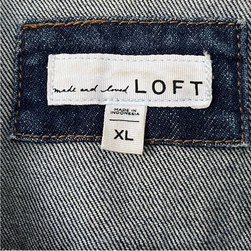 LOFT Cotton Dark Wash Jean Jacket XL - Picture 3 of 10